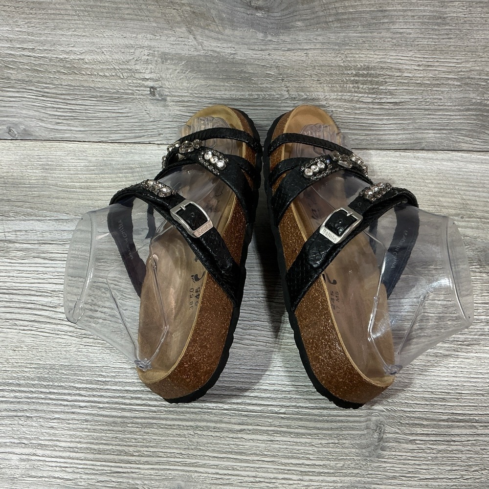 Birkenstock Betula Sandals Slides Black Leather Bedazzled Women's Size 38-7 N US - Picture 8 of 12